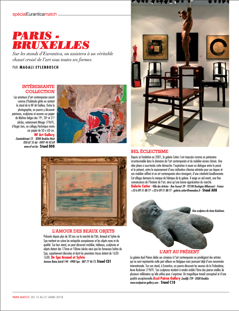 galerie catier art contemporain article paris match presse